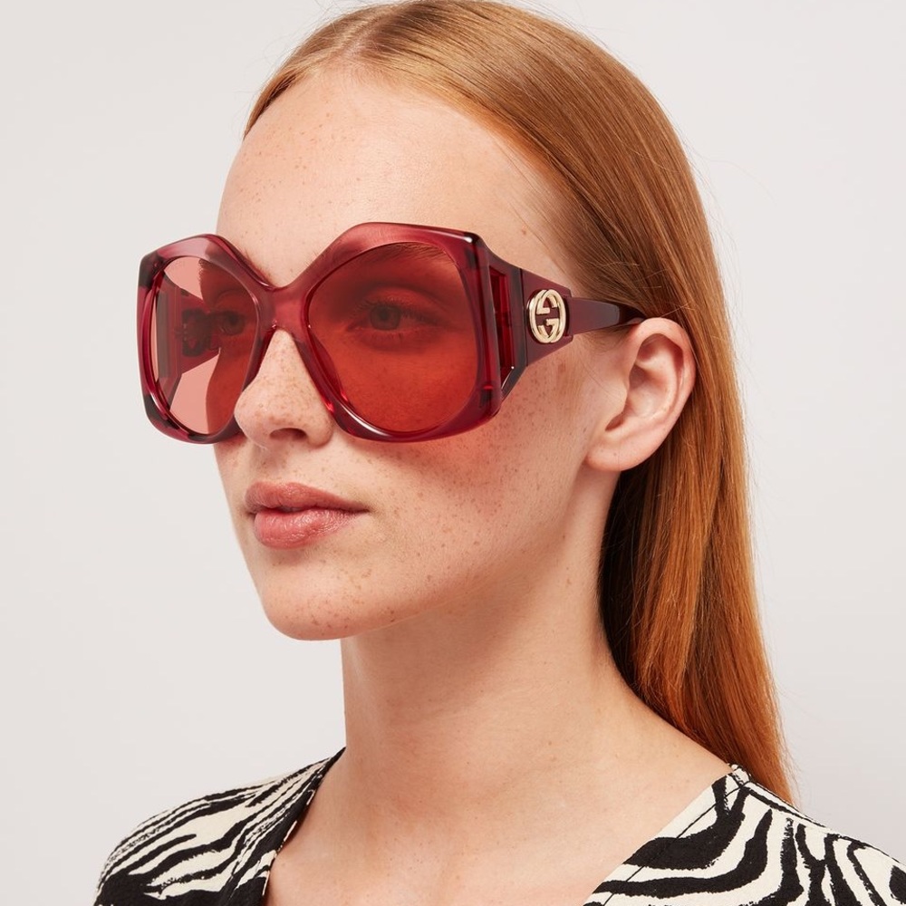 NEW GUCCI GG0875S 003 OVERSIZED PINK WOMEN SUNGLASSES GUCCI - Picture 4 of 16